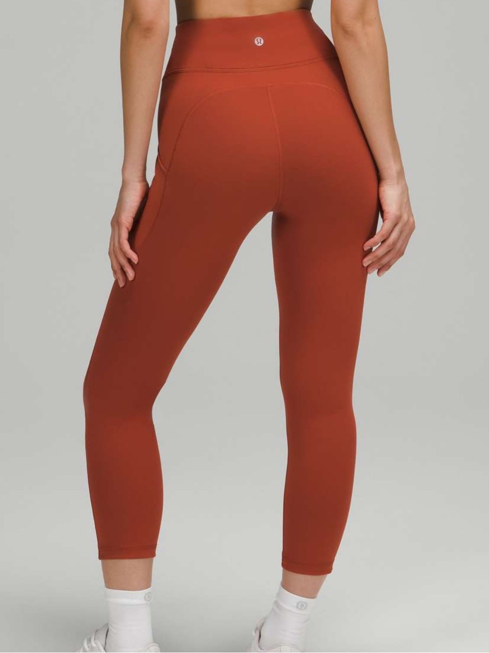 Lululemon Dark Orange High Waist Athletic Leggings with Pockets Cropped Size 8